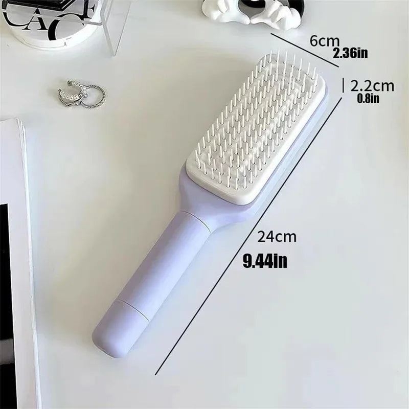 Self-Cleaning Rotating Hairbrush – Anti-Static & Scalp Massage