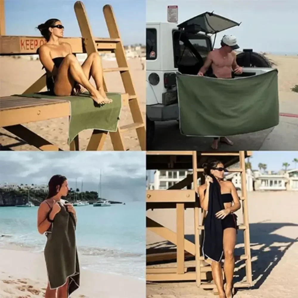 2-in-1 Magnetic Quick-Dry Towel – Sand-Free Beach Wrap & Gym Essential with Secure Snap Closure!