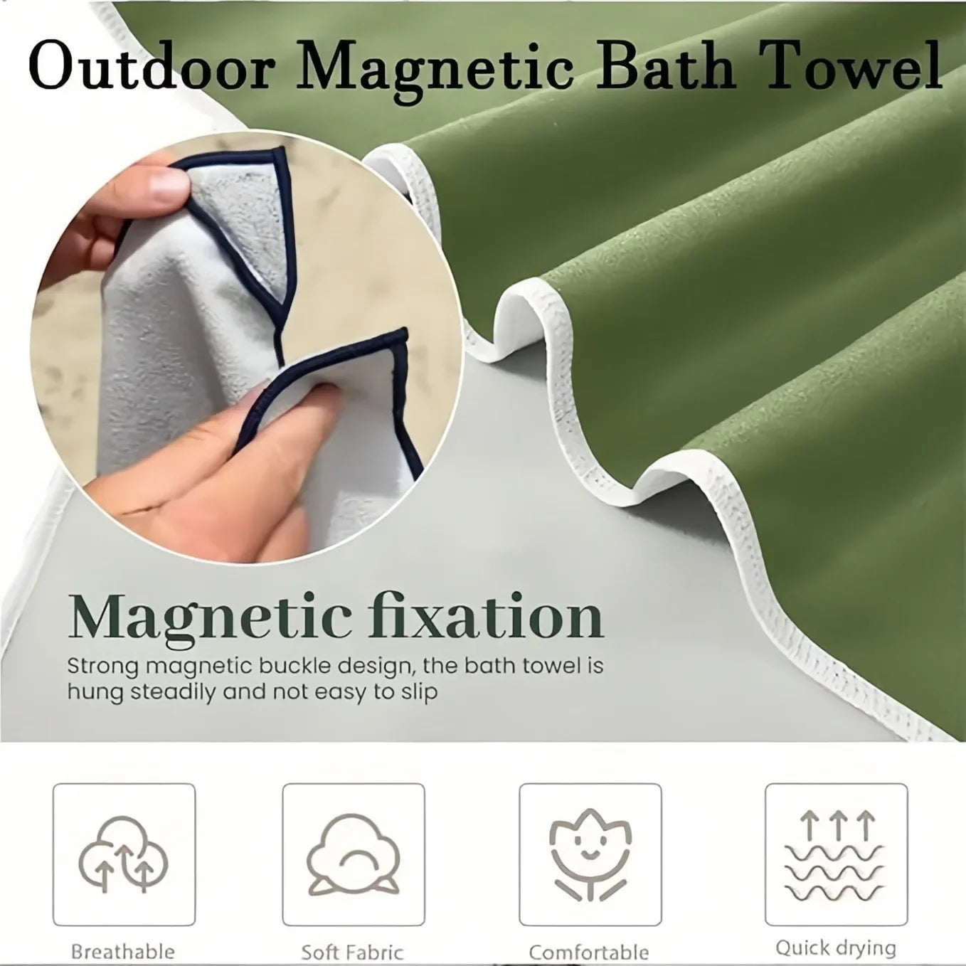 2-in-1 Magnetic Quick-Dry Towel – Sand-Free Beach Wrap & Gym Essential with Secure Snap Closure!